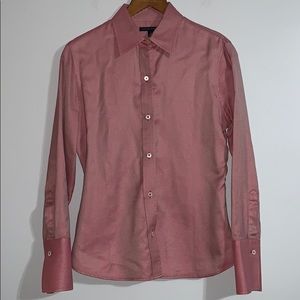 Banana Republic Red and White Striped Button Down